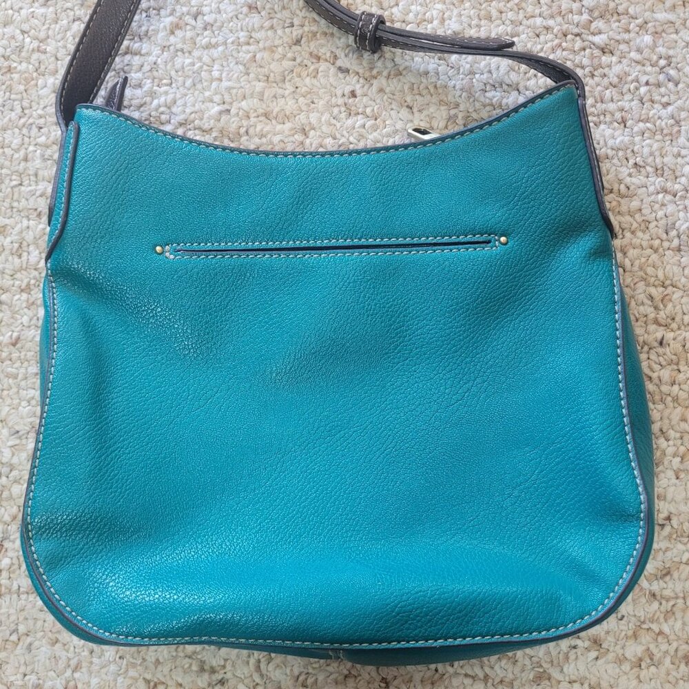 Chala Sloth Messenger Crescent Crossbody Purse Bag Turquoise Blue Embroidered - Picture 4 of 12